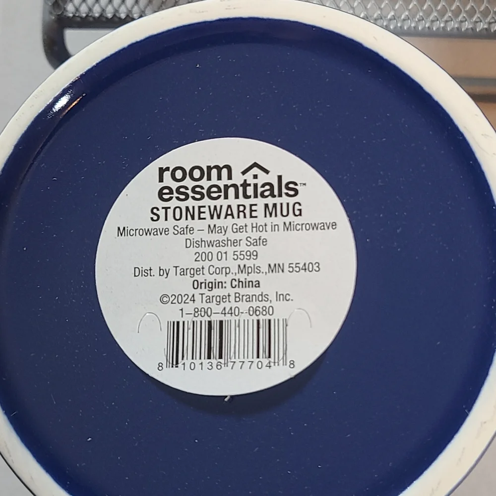 Room Essentials Blue Stoneware Mug 2 Piece Cool Dad NIB